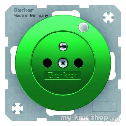 Berker 6765092003 Steckdose mit Schutzkontaktstift und Kontroll-LED R.1/R.3 grün, glänzend