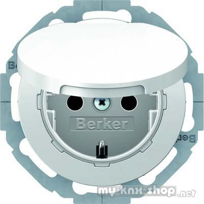 Berker 47442089 Steckdose SCHUKO mit Klappdeckel R.1/R.3/R.Classic polarweiß, glänzend