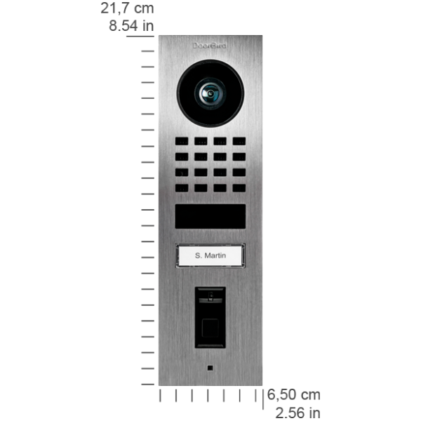 DoorBird IP Video Türstation D1101FV Fingerprint 50 Aufputz, Edelstahl V2A, gebürstet, 1 Ruftaste, D