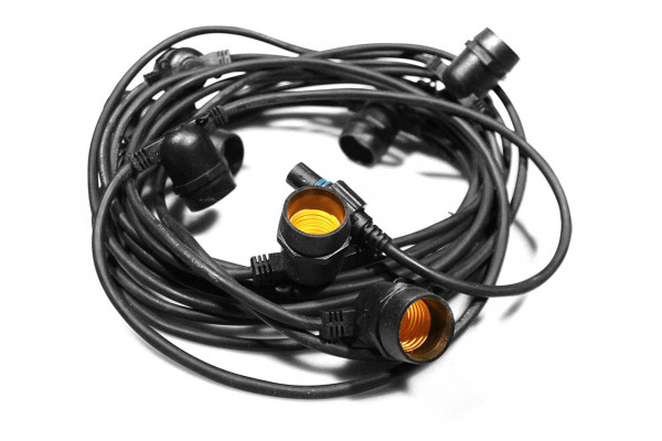LED E27 StringLite 20 - 10m ( 2x 5m Segmente mit je 10 Fassungen ) Kabel schwarz