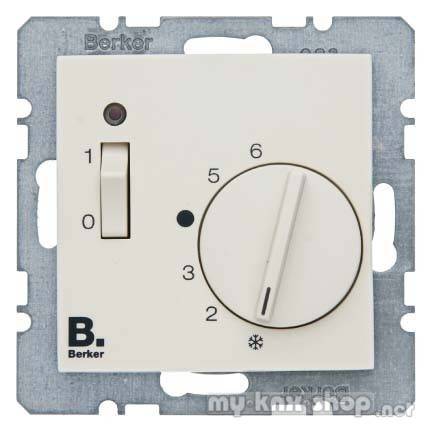 Berker 20318982 Temperaturregler 24 V mit Öffner, Zentralstück, Wippschalter und LED S.1/B.3/B.7 wei