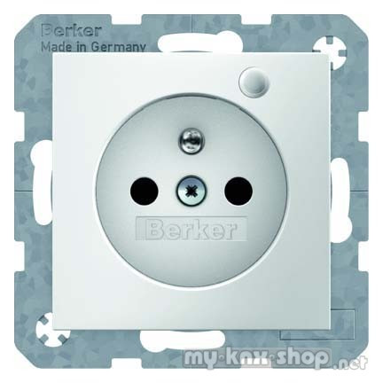 Berker 6765098989 Steckdose mit Schutzkontaktstift und Kontroll-LED S.1/B.3/B.7 polarweiß, glänzend