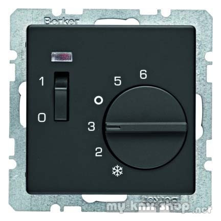 Berker 20316086 Temperaturregler 24 V mit Öffner, Zentralstück, Wippschalter und LED Q.1/Q.3 anthraz
