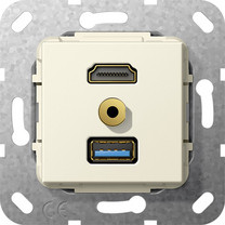 Gira 568101 HDMI,USB 3.0 A,M Klinke Kabelpeitsche Einsatz Cremeweiß