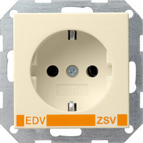 Gira 046401 SCHUKO Steckdose 16 A 250 V mit Aufdruck EDV mit orangem Aufdruck EDV und ZSV