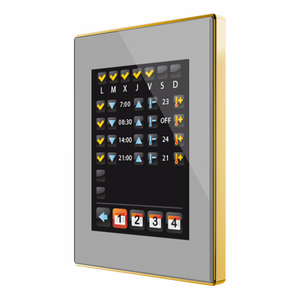 Zennio Z41 Lite. Kapazitives Farb - Touchpanel - Goldener Rahmen - Silber