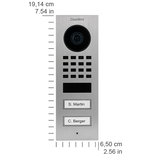 DoorBird IP Video Türstation D1102V Aufputz, Edelstahl V2A, gebürstet, 2 Ruftasten, inkl. Aufputzgeh