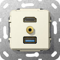 Gira 568001 HDMI,USB 3.0 A,M Klinke Gender Ch,K peit Einsatz Cremeweiß