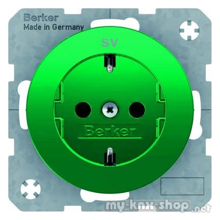 Berker 47432003 Steckdose SCHUKO mit Aufdruck R.1/R.3 grün, glänzend
