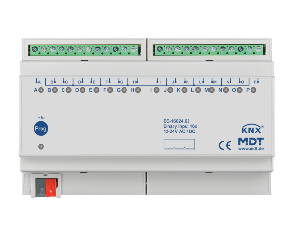 MDT BE-16024.02 Binäreingang 16-fach, 8TE, REG, Ausführung 24VAC/DC
