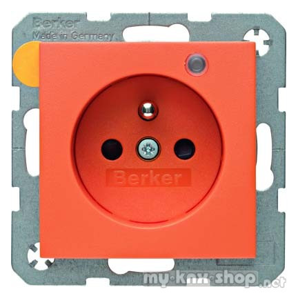 Berker 6765091914 Steckdose mit Schutzkontaktstift und Kontroll-LED S.1/B.3/B.7 orange, matt
