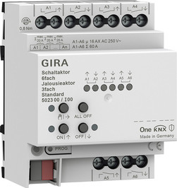 Gira Schaltaktor 6fach 16 A / Jalousieaktor 3fach 16 A Standard für Gira One und KNX 502300