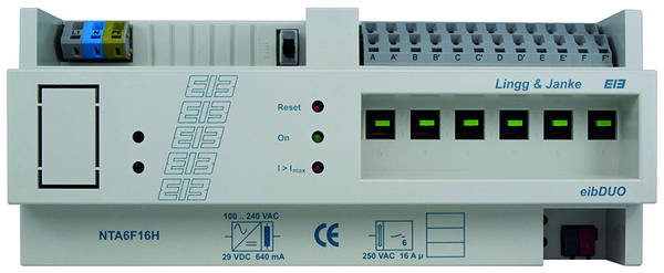 Lingg&Janke 89212SEC KNX Secure Netzteilaktor 6-fach, Handbedienung, 2. Generation, 12 TE Schaltleis