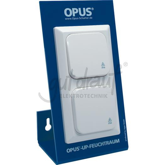 `OPUS-Feuchtraum` Produkt Dis- play aus Plexiglas, Din-lang mit Kombination senkrecht