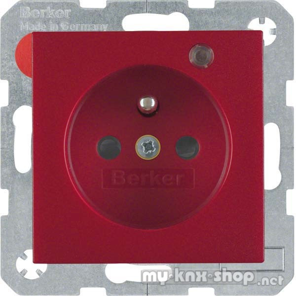 Berker 6765091915 Steckdose mit Schutzkontaktstift und Kontroll-LED S.1/B.3/B.7 rot, matt