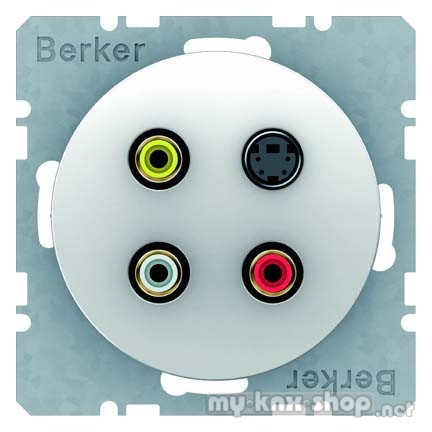 Berker 3315322089 3 x Cinch/S-Video Steckdose R.1/R.3 polarweiß, glänzend