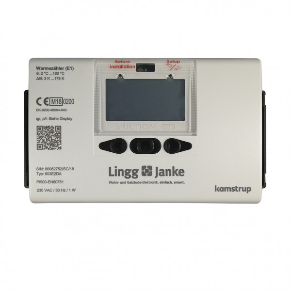 Lingg&Janke 84416SEC KNX Secure Wärmemengenzähler Kamstrup Multical 603 Solar Qp 1,5 / DN15 / 165mm
