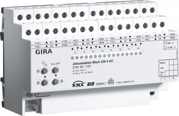Gira 216100 Jalousieaktor 8-fach 230VAC KNX/EIB REG