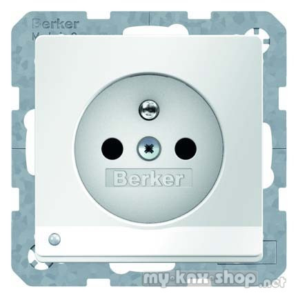 Berker 6765106089 Steckdose mit Schutzkontaktstift und LED-Orientierungslicht Q.1/Q.3 polarweiß, glä
