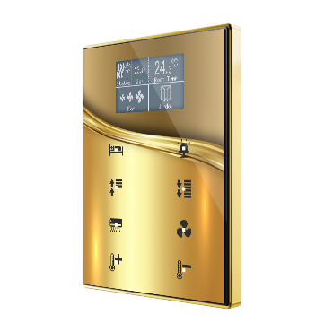 Zennio Kapazitives Touchpanel TMD-Display One - 8 Tasten - Display - Thermostat - Goldener Rahmen (C