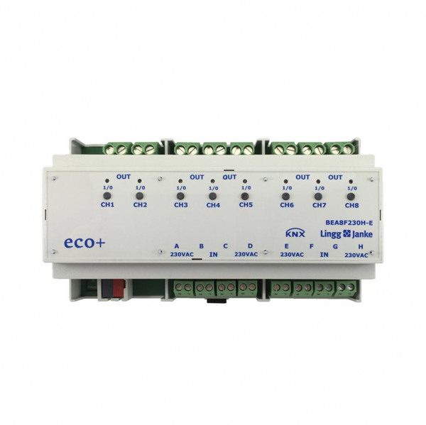 Lingg&Janke 79242SEC KNX Secure Binär Ein-/Ausgang 8-fach, Signaleingang 230V AC/DC, Handbedienung,