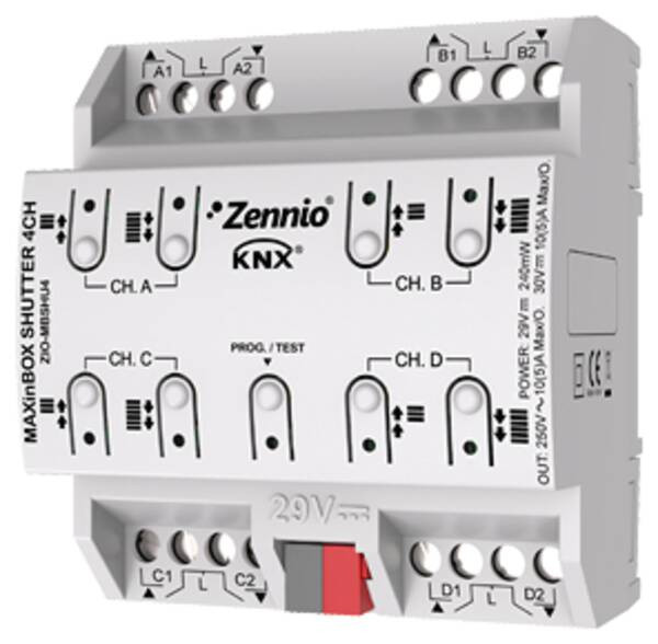 Zennio MAXinBOX SHUTTER 4CH Jalousieaktor mit 4 Kanälen