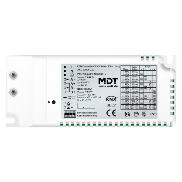 MDT LED Controller CC/CV 60 W / 230 V 2-Kanal