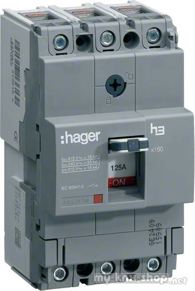 Hager Leistungsschalter X160 4P 25kA 25A HHA026H