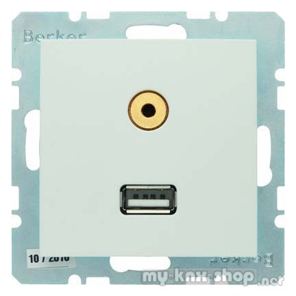 Berker 3315391909 USB/3,5 mm Audio Steckdose S.1/B.3/B.7 polarweiß, matt