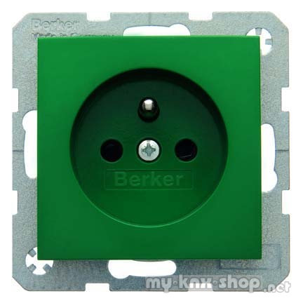 Berker 6765768963 Steckdose mit Schutzkontaktstift S.1/B.3/B.7 grün, glänzend
