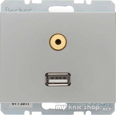 Berker 3315397004 USB/3,5 mm Audio Steckdose K.5 edelstahl, lackiert