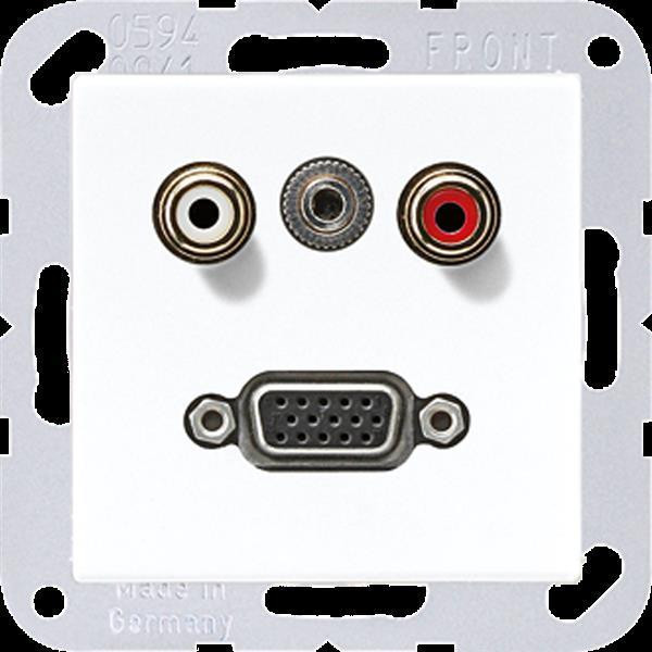 Jung MAA1072 Cinch Audio, Miniklinke 3,5 mm und VGA, Tragring, Schraubbefestigung, bruchsicher