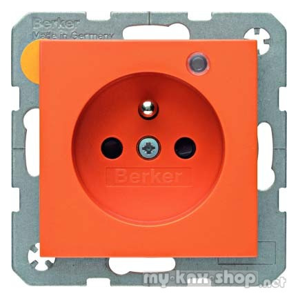Berker 6765098914 Steckdose mit Schutzkontaktstift und Kontroll-LED S.1/B.3/B.7 orange, glänzend