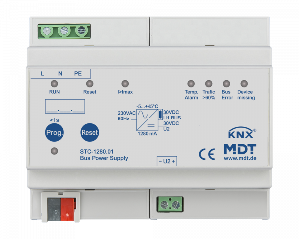 MDT STC-1280.01 Busspannungsversorgung mit Diagnosefunktion, 6TE, REG, 1280mA