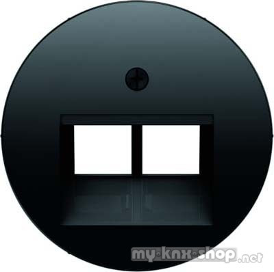 Berker 14092045 Zentralstück für UAE Steckdose 2fach R.1/R.3/R.Classic schwarz, glänzend
