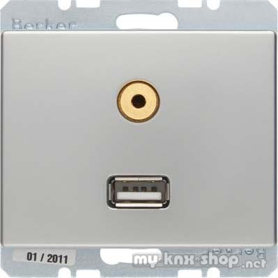 Berker 3315399004 USB/3,5 mm Audio Steckdose Arsys edelstahl, lackiert