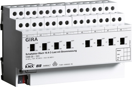 Gira 104600 Schaltaktor 8-fach 16A KNX/EIB REG C-Last