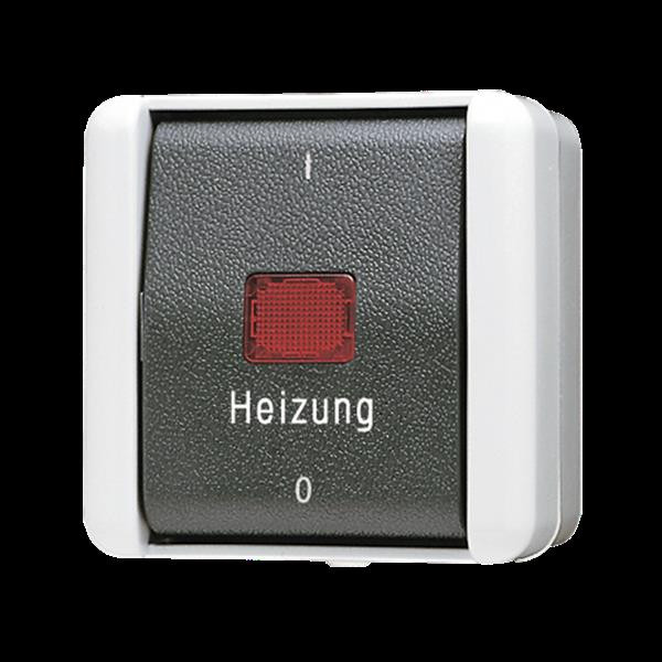 Jung 802HW Heizungsschalter, 10 AX, 250 V ~, rotes Lichtaustrittsfenster, Kennzeichnung 1 / 0, Aus 2