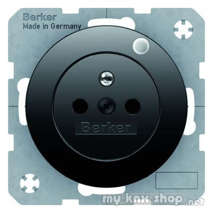 Berker 6765092045 Steckdose mit Schutzkontaktstift und Kontroll-LED R.1/R.3 schwarz, glänzend