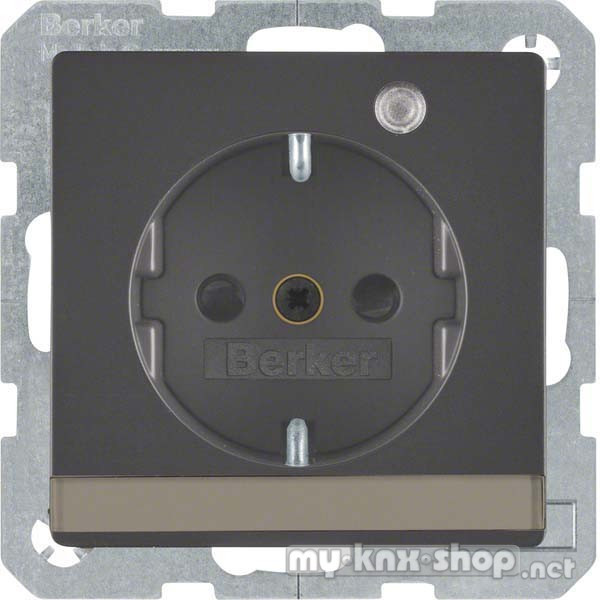 Berker 41106086 Steckdose SCHUKO mit Kontroll-LED und Beschriftungsfeld Q.1/Q.3 anthrazit, samt