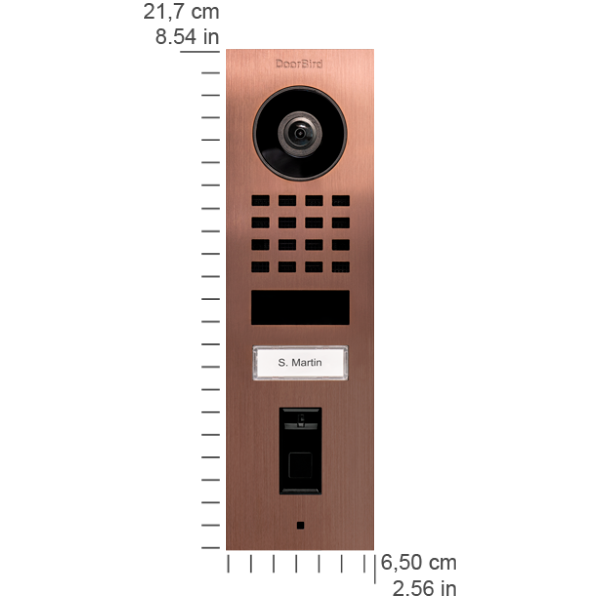 DoorBird IP Video Türstation D1101FV Fingerprint 50 Aufputz, Edelstahl V2A, gebürstet, PVD Beschicht