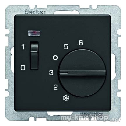Berker 20306086 Temperaturregler mit Öffner, Zentralstück, Wippschalter und LED Q.1/Q.3 anthrazit, s