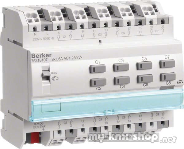 Berker KNX Rollladenaktor 8-fach 230V AC REG 75318107