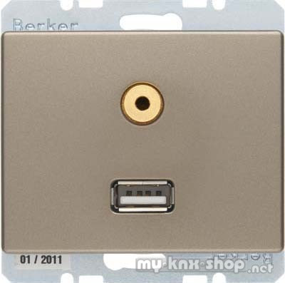 Berker 3315399011 USB/3,5 mm Audio Steckdose Arsys hellbronze, lackiert