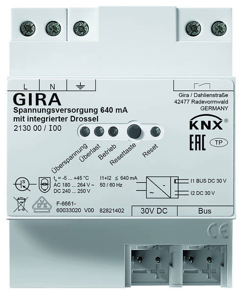 GIRA 213000 KNX Spannungsversorgung 640 mA Drossel KNX REG