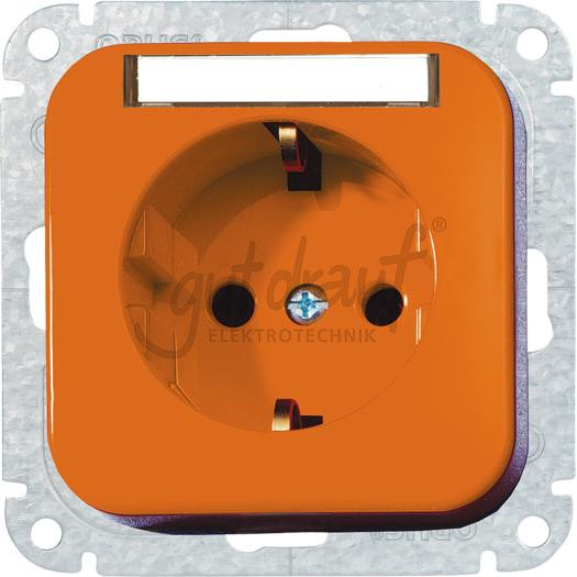 Schutzkontaktsteckdose 10/16A mit Beschriftungsfeld, orange