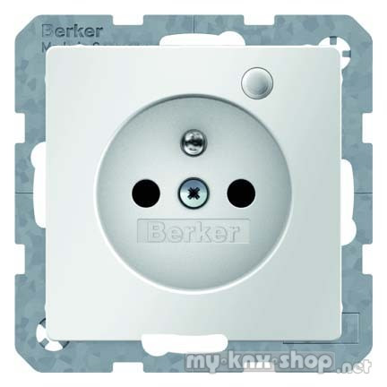 Berker 6765096089 Steckdose mit Schutzkontaktstift und Kontroll-LED Q.1/Q.3 polarweiß, samt