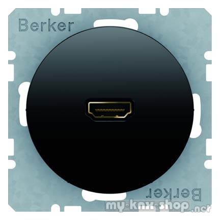 Berker 3315432045 High Definition Steckdose mit 90°-Steckanschluss R.1/R.3 schwarz, glänzend