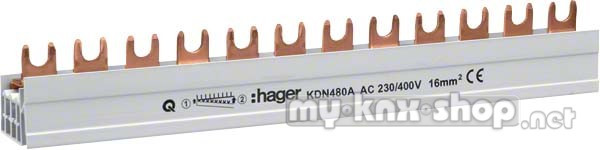 Hager Phasenschiene 4p,16qmm,12mod,Gabel KDN480A