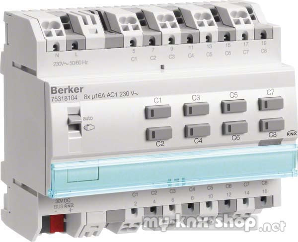 Berker KNX Schalt-/Jalousieaktor 8-/4fach REG 16A 75318104